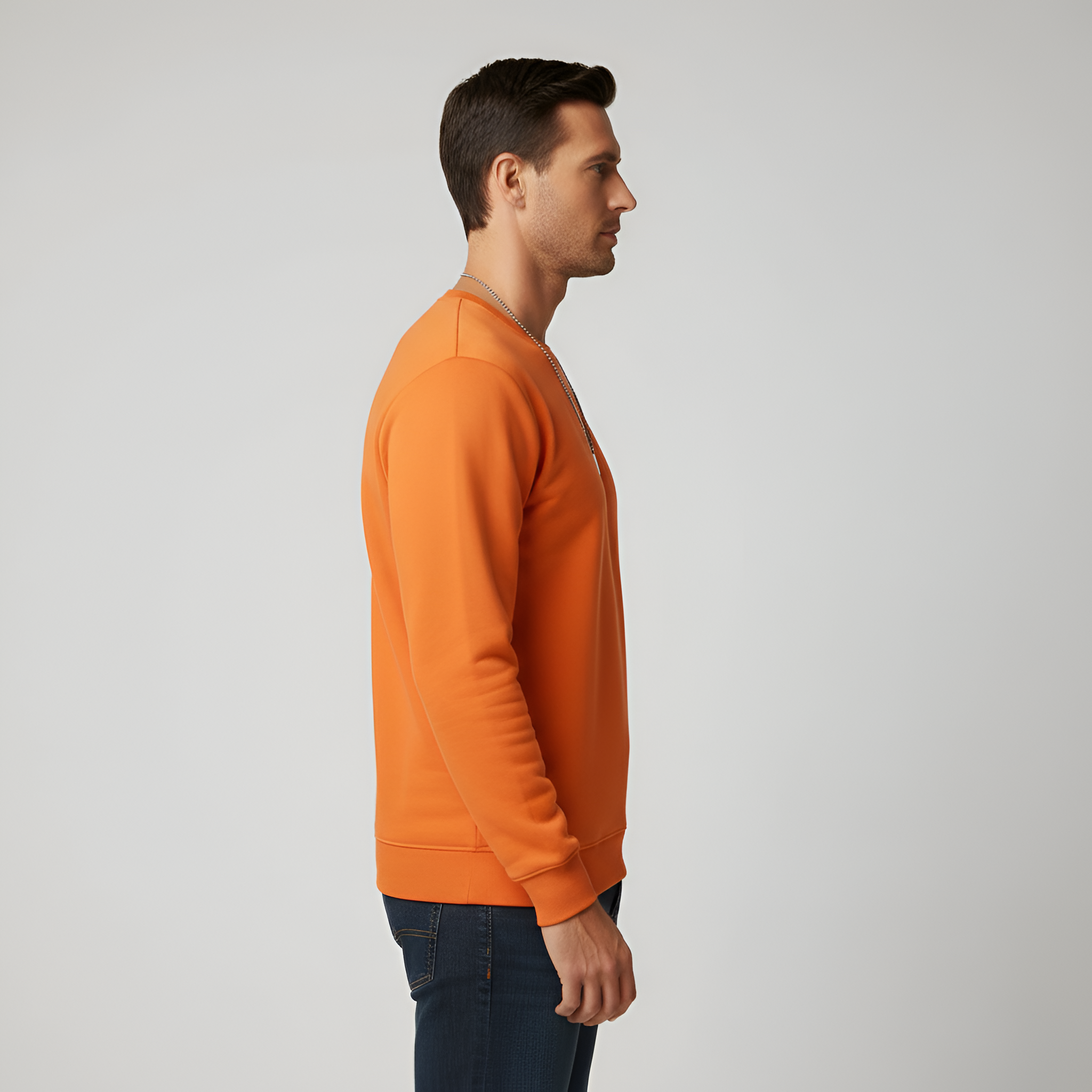 Hanorac pentru bărbați cu interior din fleece termic, guler rotund, croială regulară