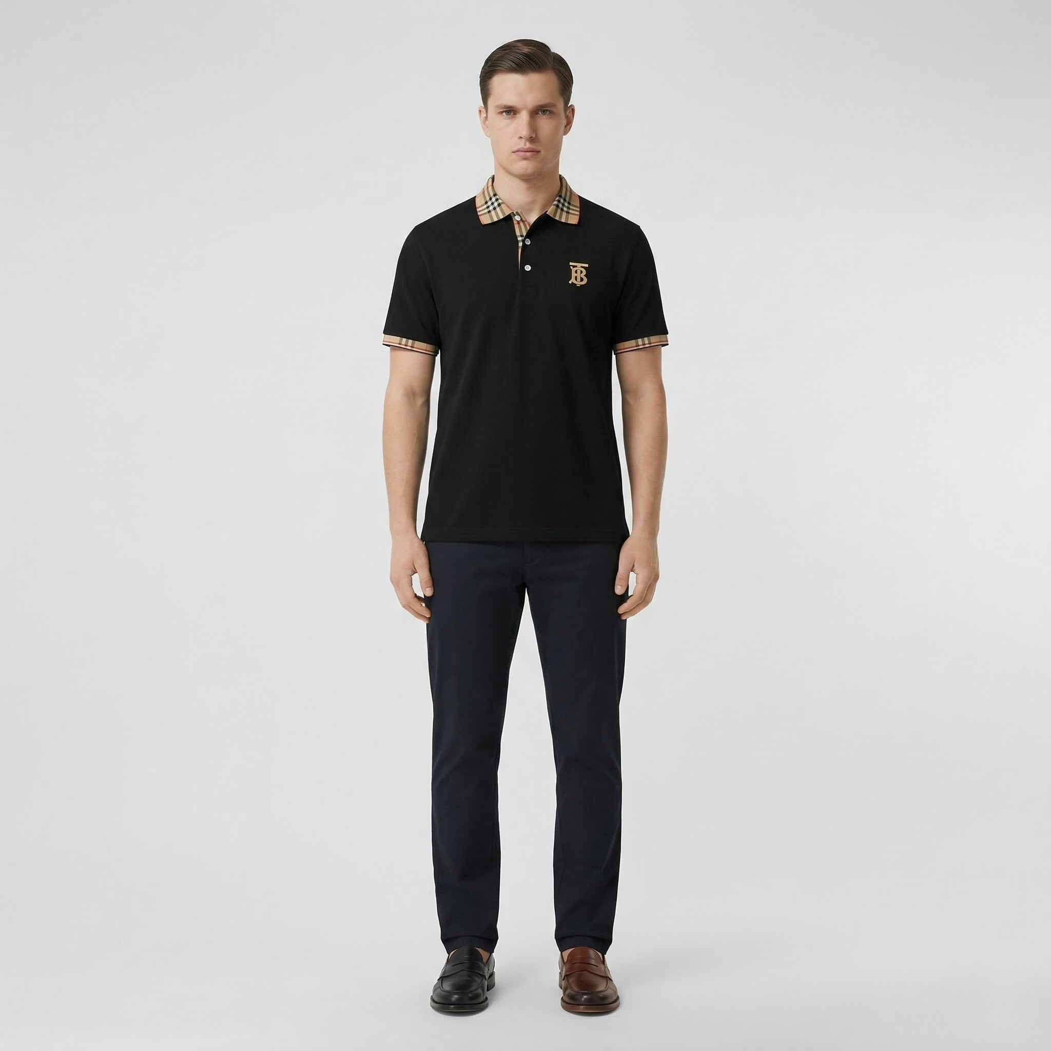 Pánské bavlněné polo tričko s krátkým rukávem, klasickým límečkem a knoflíky, sportovní casual