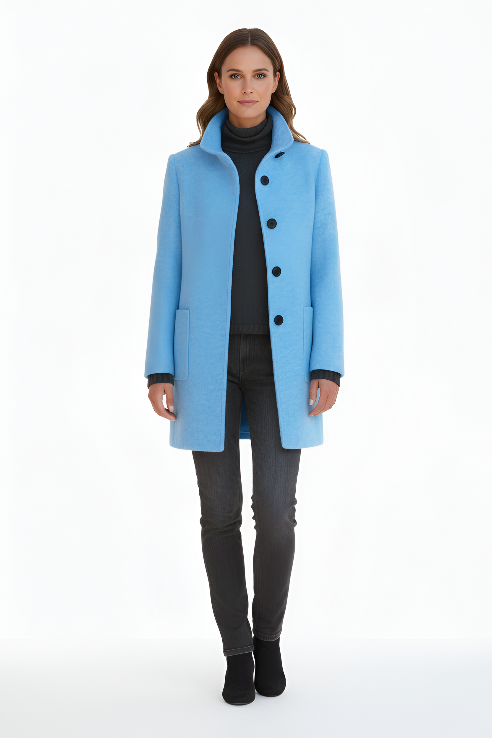 Valerios Fashion elegantný dámsky kabát z vlnenej zmesi