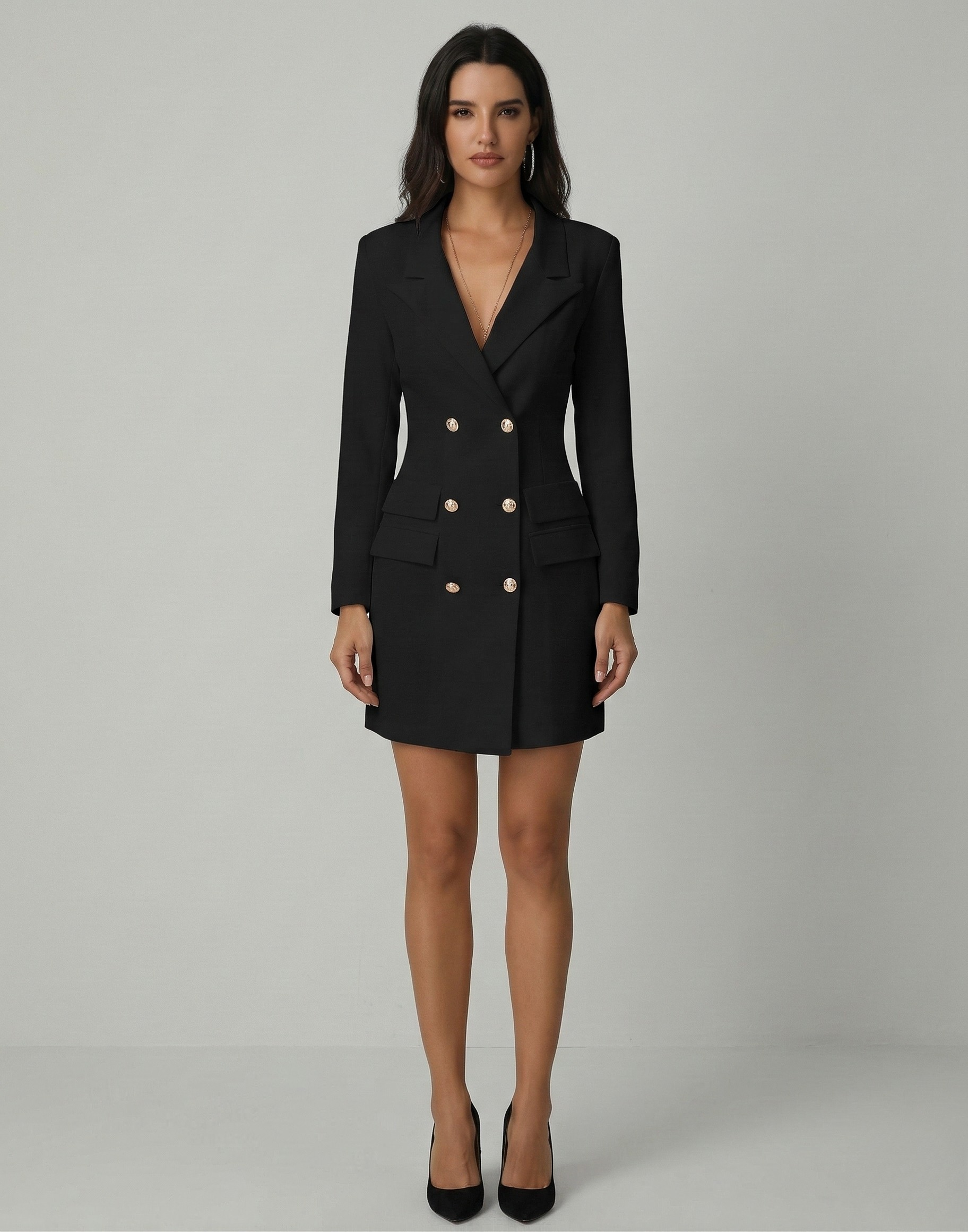 Vestido blazer de mujer cruzado elegante de manga larga vestido mini sastre