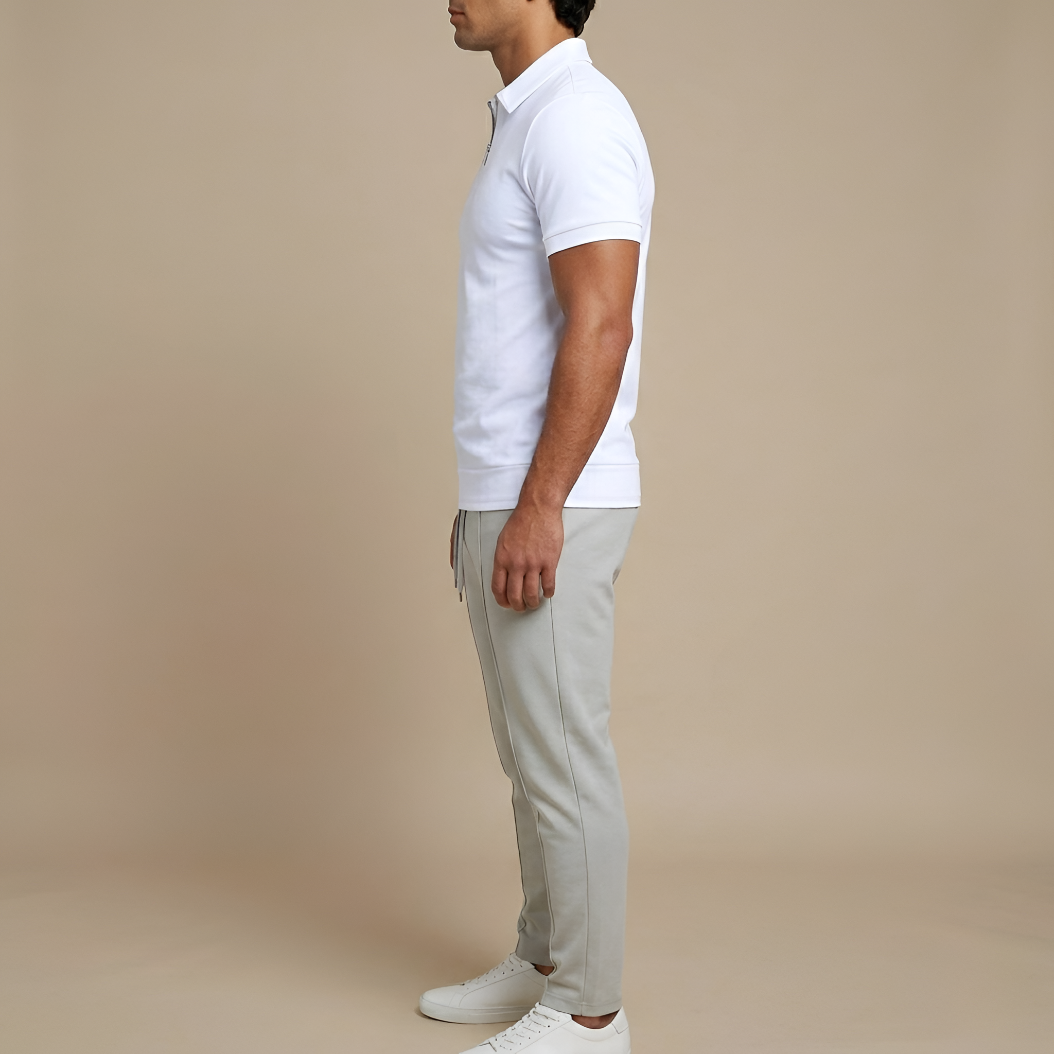 Polo uomo manica corta con zip e colletto classico slim fit