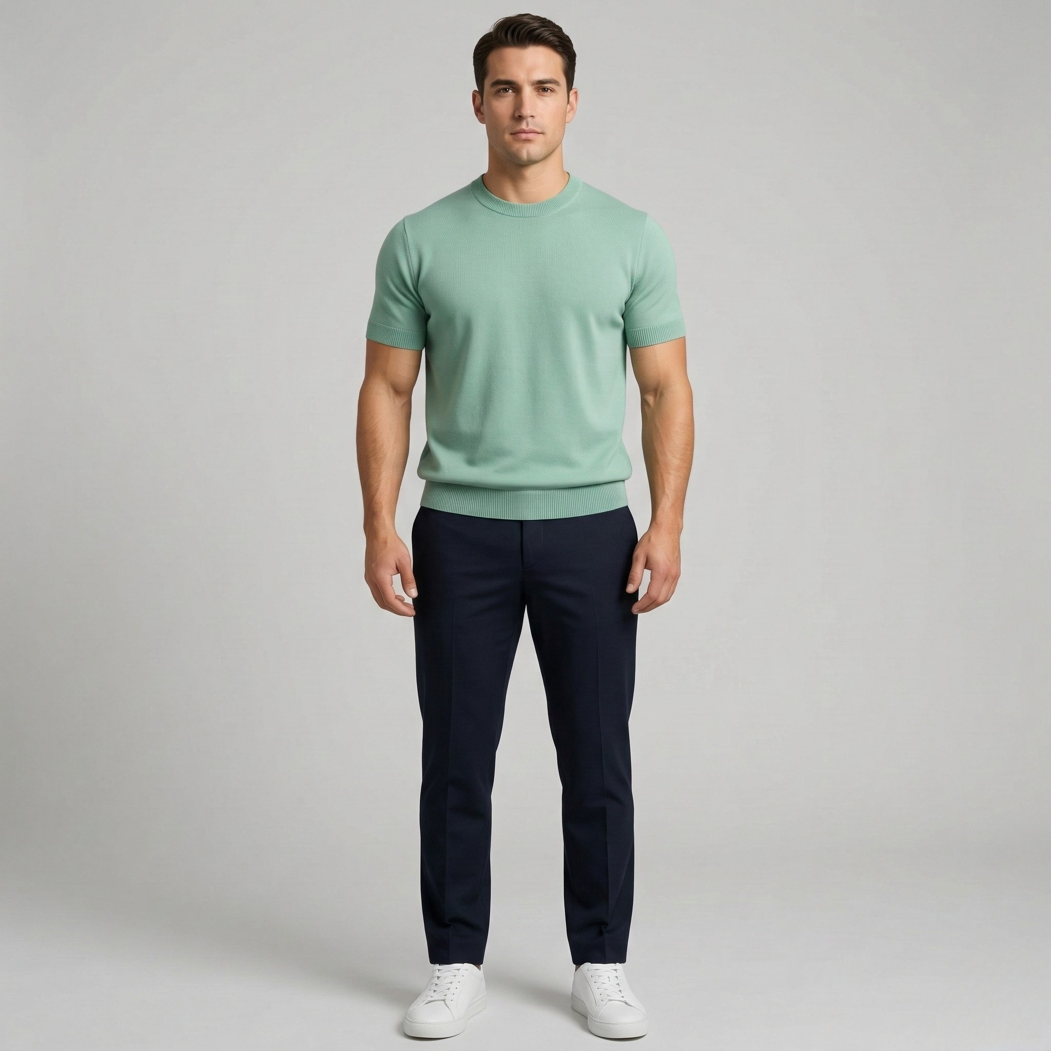 Maglia uomo in cotone maniche corte girocollo maglione leggero casual vestibilità slim