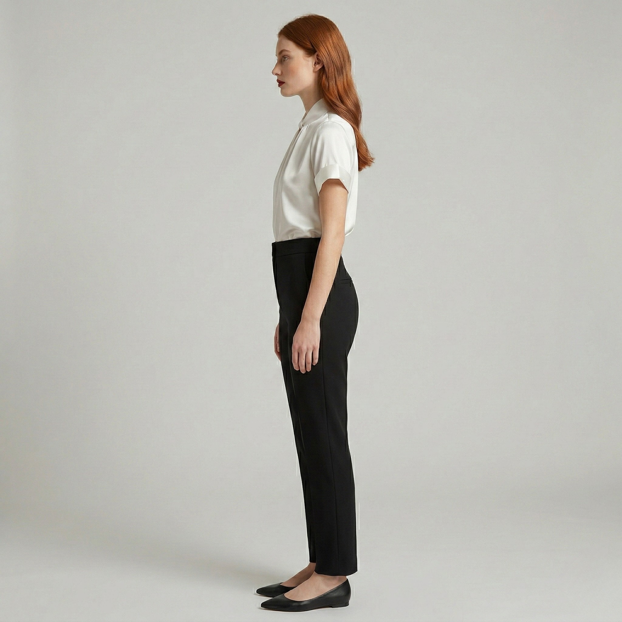 Blusa Donna Elegante Manica Corta con Collo Alto e Dettaglio Cut-Out