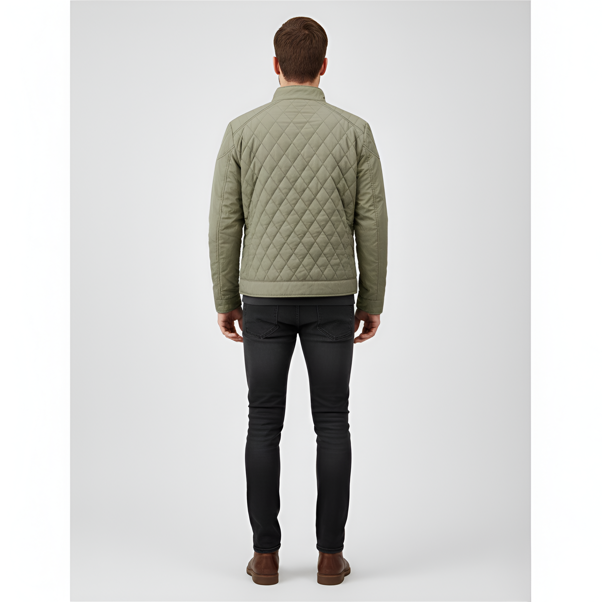 Valerios Fashion Casaco Homem Matelassado com Fecho de Eclair e Gola Alta Casual Inverno