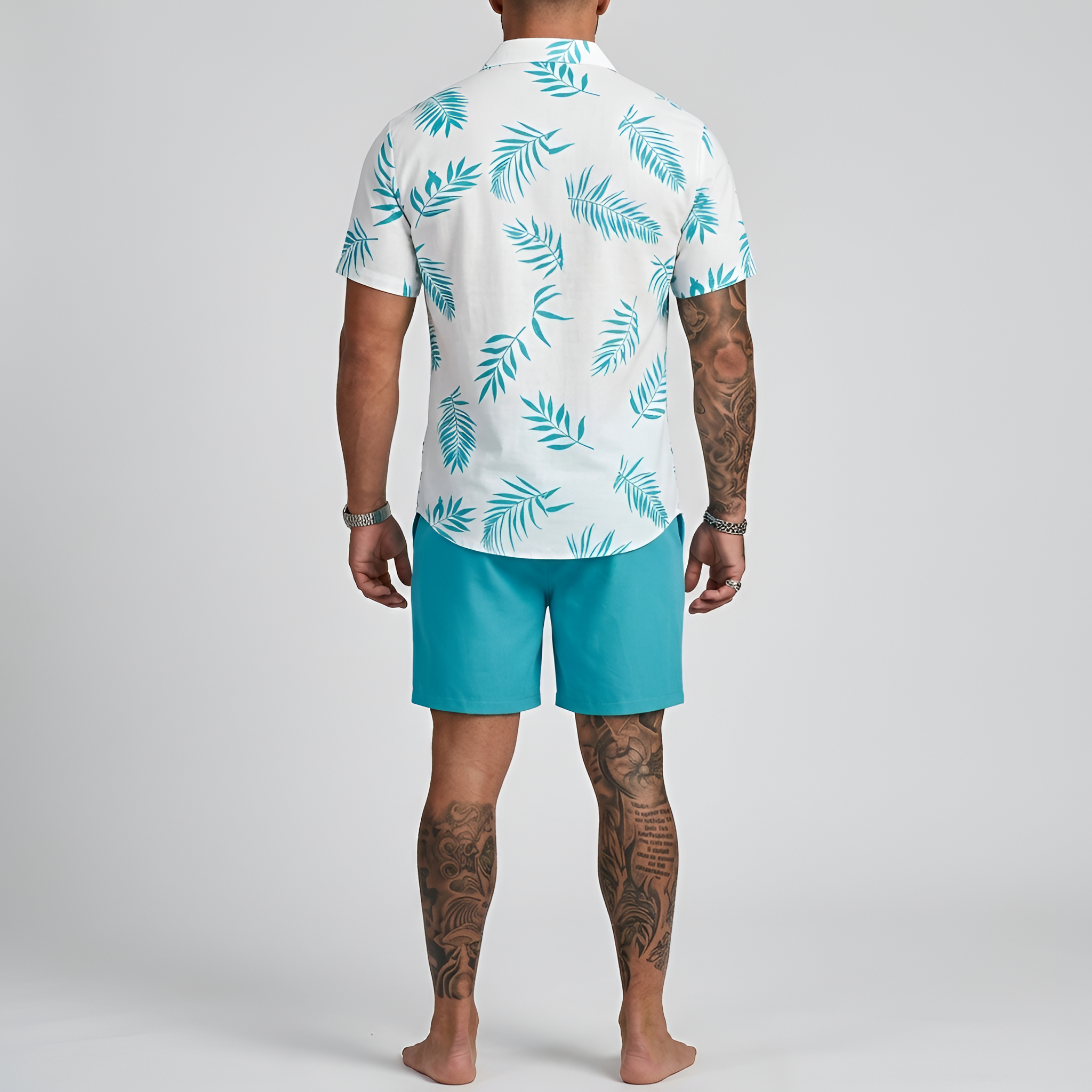 Camicia uomo manica corta stampa tropicale camicia estiva casual uomo cotone