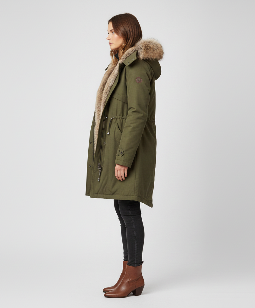 Valerios Fashion dameparka med kunstpels