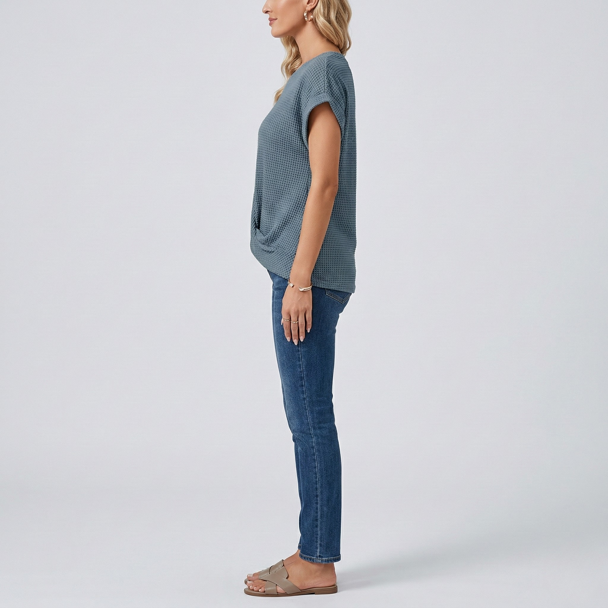 T-shirt de mulher em algodão, mangas curtas, gola redonda, casual, verão, mulher