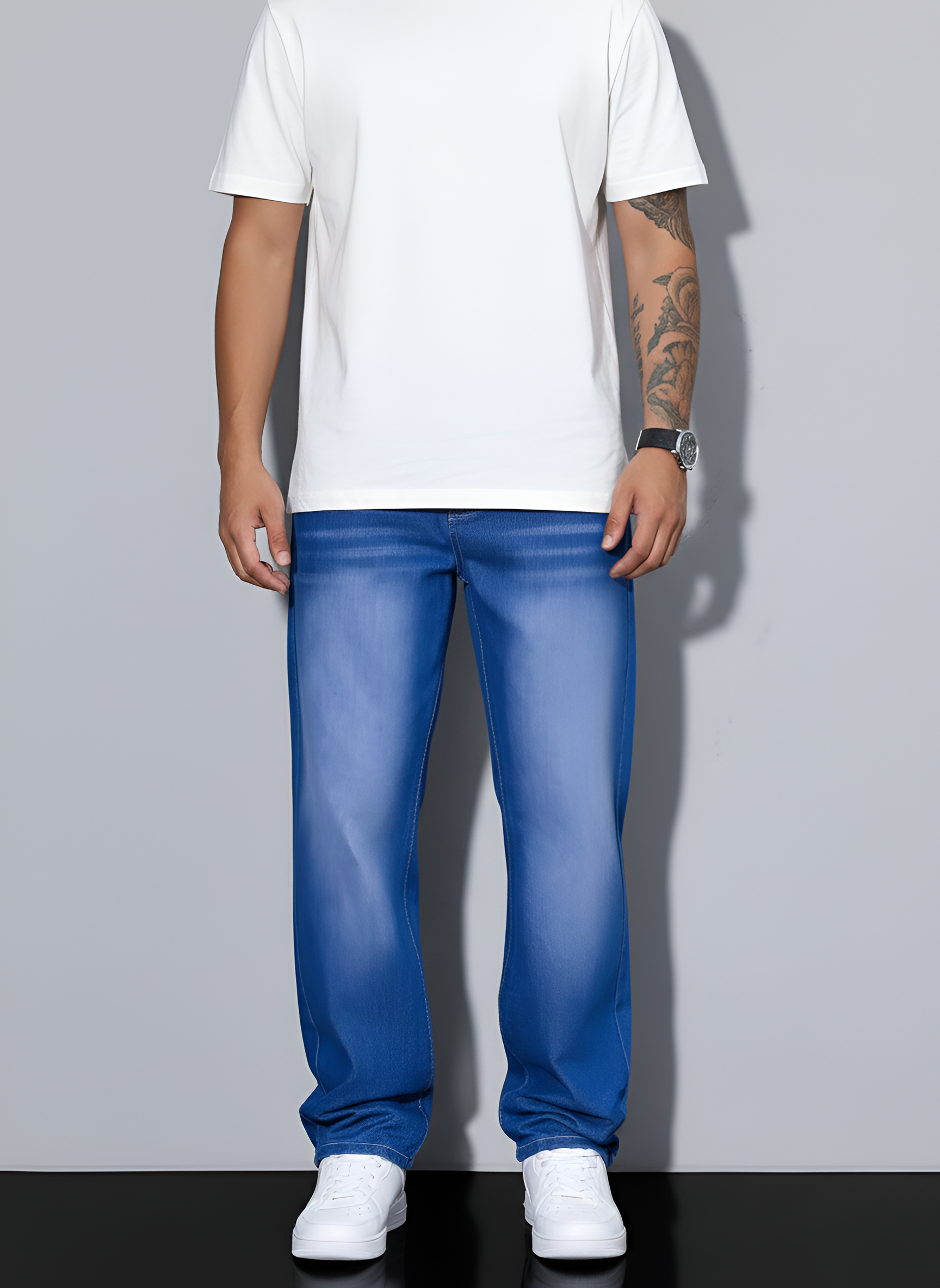 Valerios mode jeans til mænd casual i bomuldsdenim med almindelig pasform