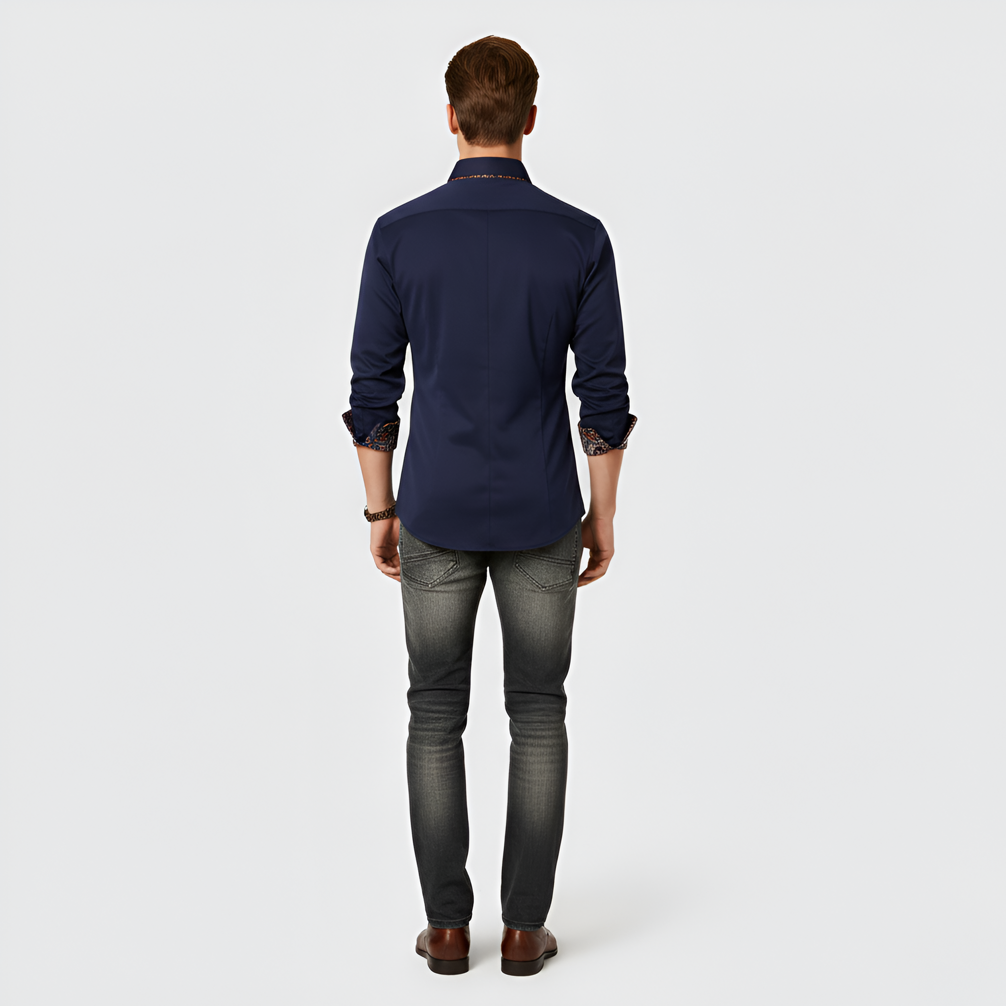 Valerios Fashion Men's Slim Fit Cotton Shirt with Printed Details