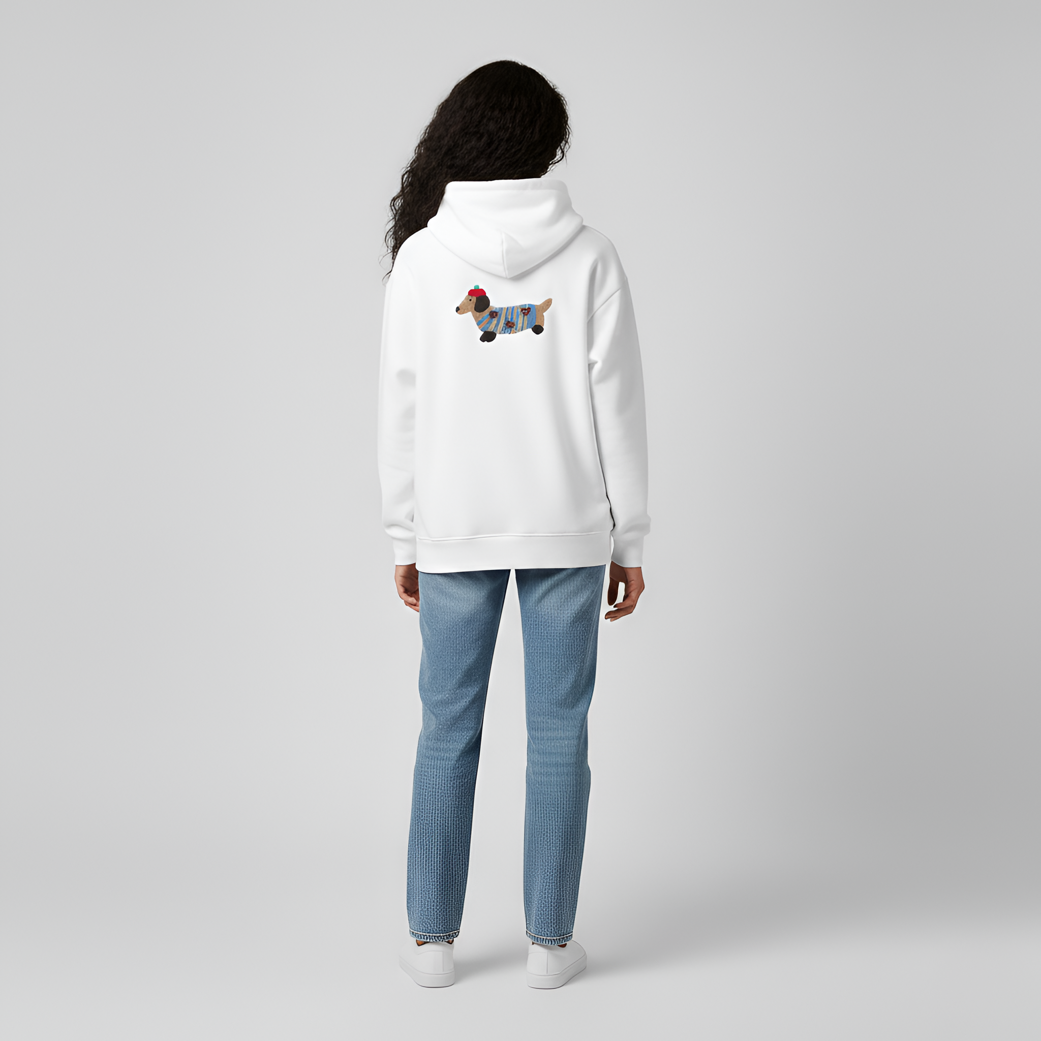 Felpa donna con cappuccio in cotone con ricamo grafico vestibilità relaxed