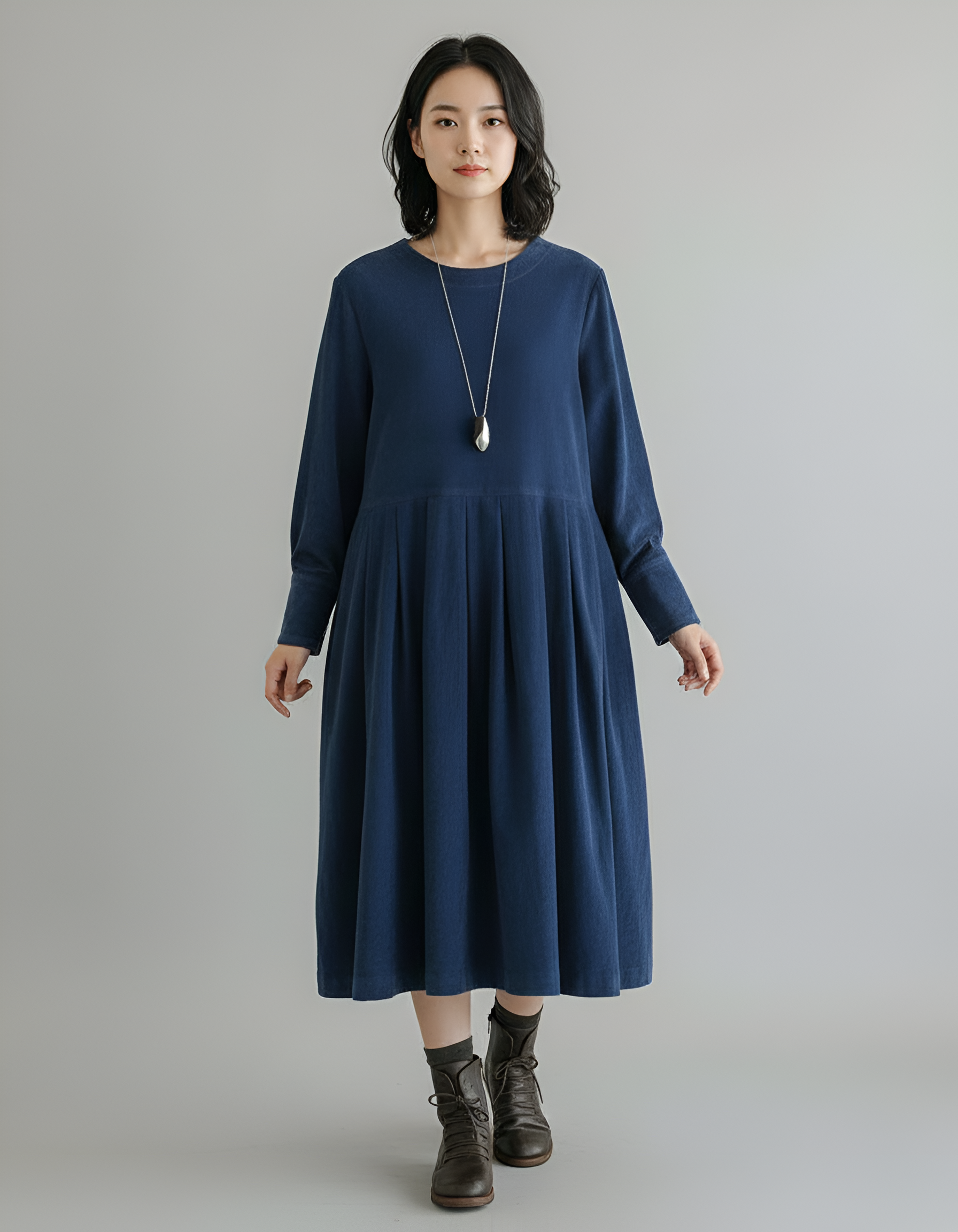 Valerios Fashion midi kjole til damer i afslappet, elegant bomuld