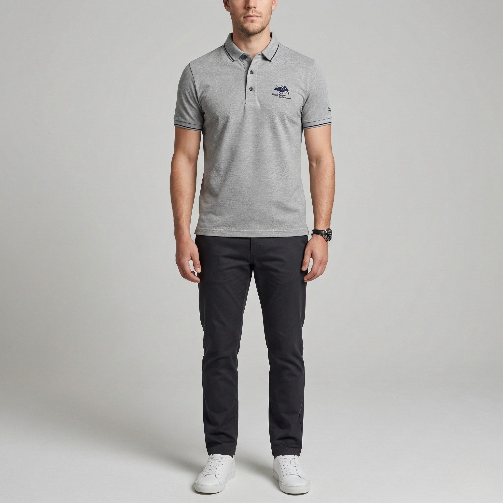 Pánské bavlněné polo tričko s krátkým rukávem, límečkem a knoflíky, casual polo tričko