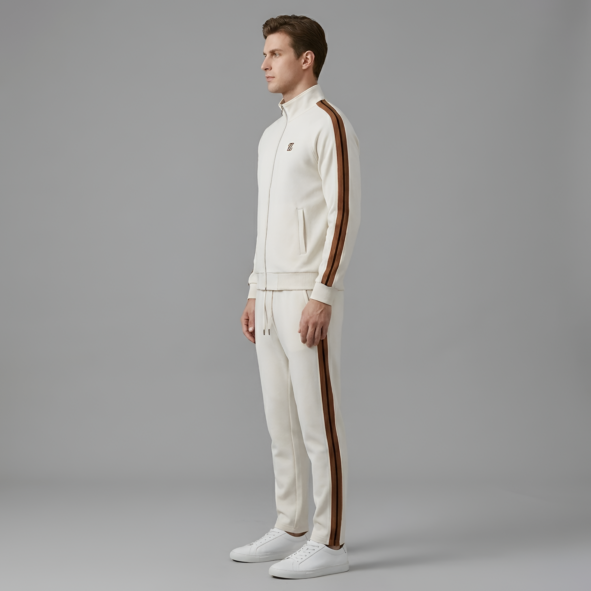 Trening bărbați sportiv complet cu fermoar, bluză și pantaloni jogger