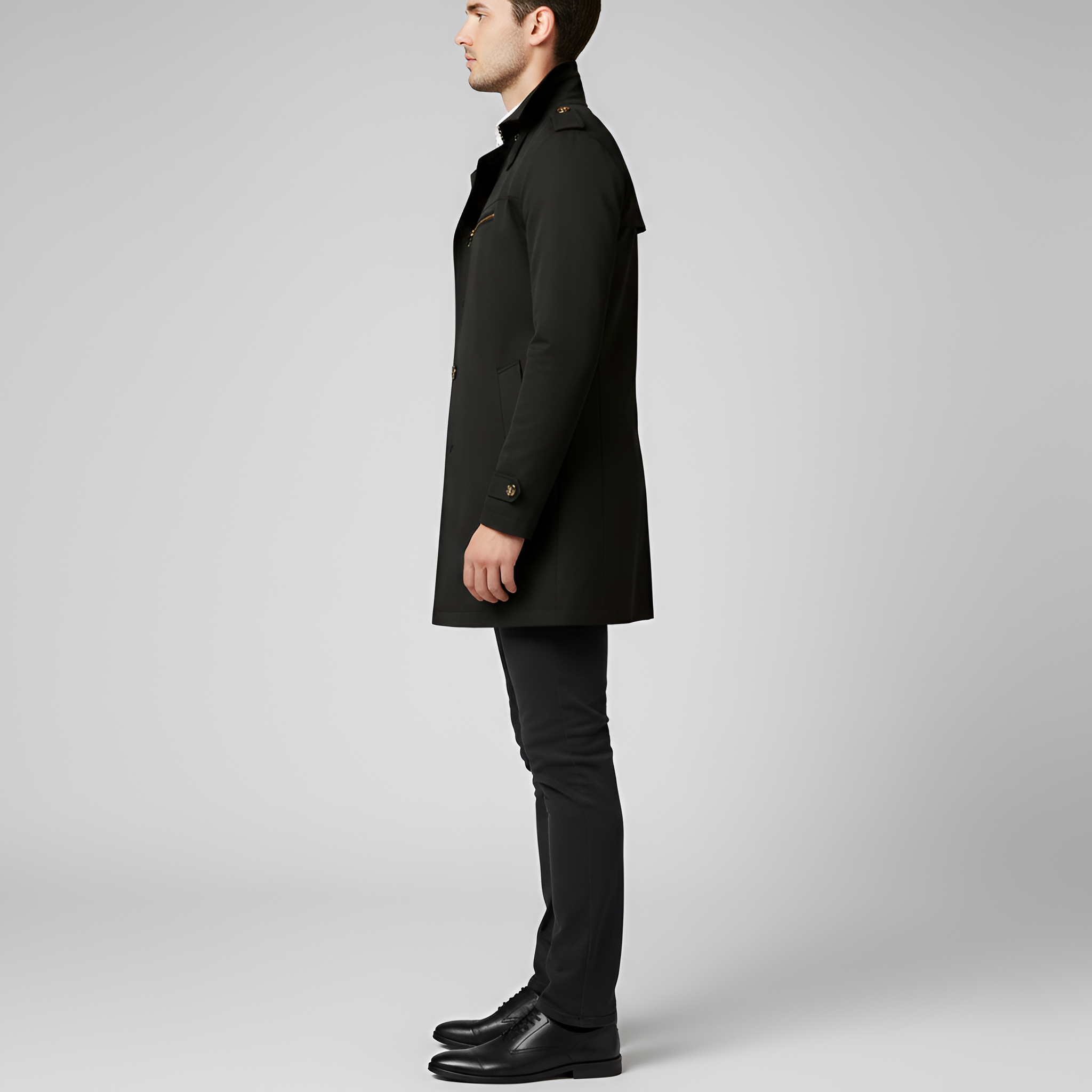 Valerios Fashion trench uomo elegante con cintura e chiusura a bottoni