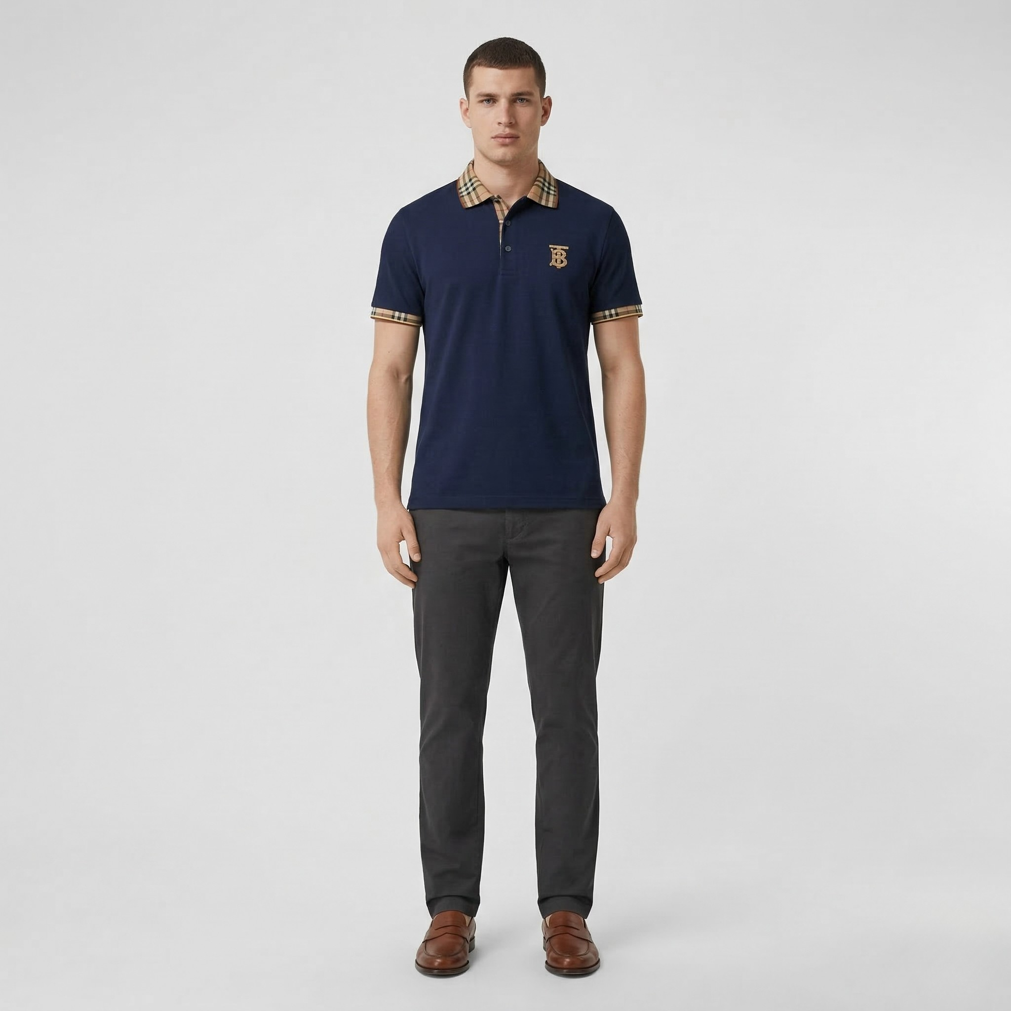 Pánské bavlněné polo tričko s krátkým rukávem, klasickým límečkem a knoflíky, sportovní casual