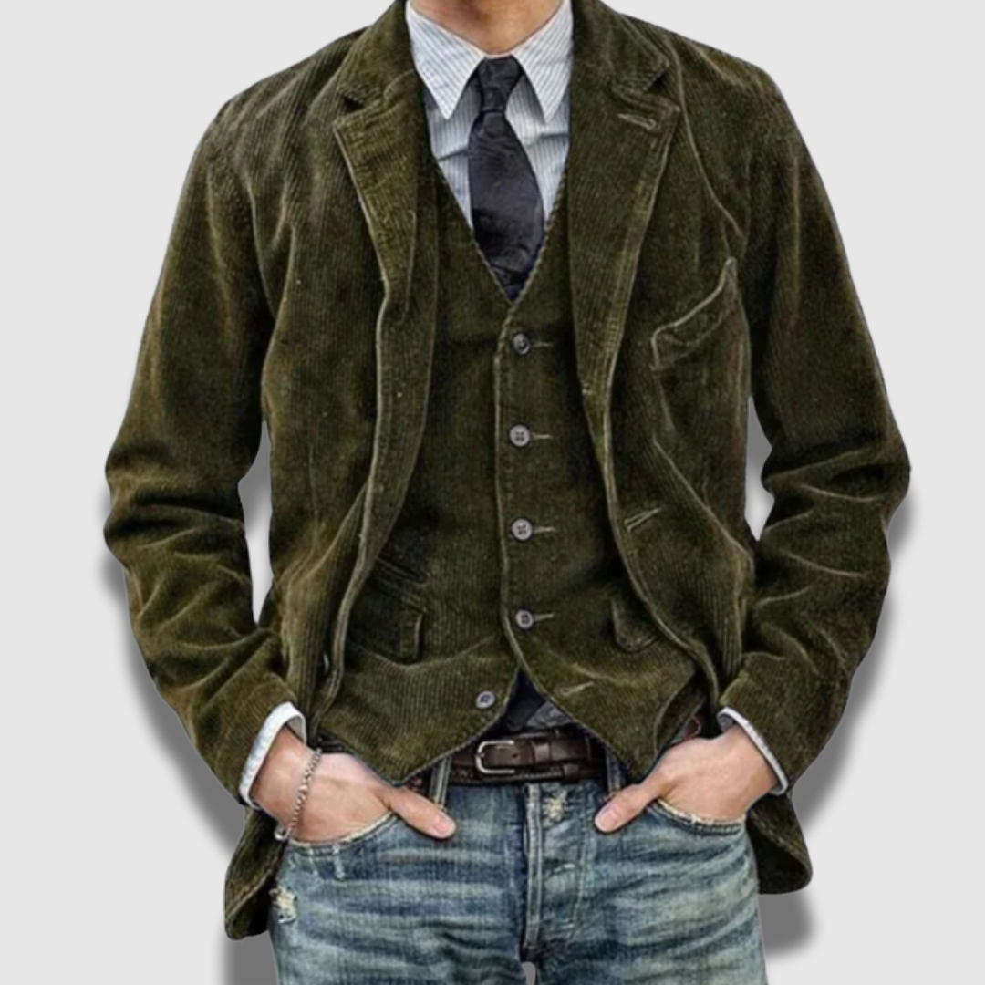Pánsky set vintage sako a vesta Sartoriale Premium