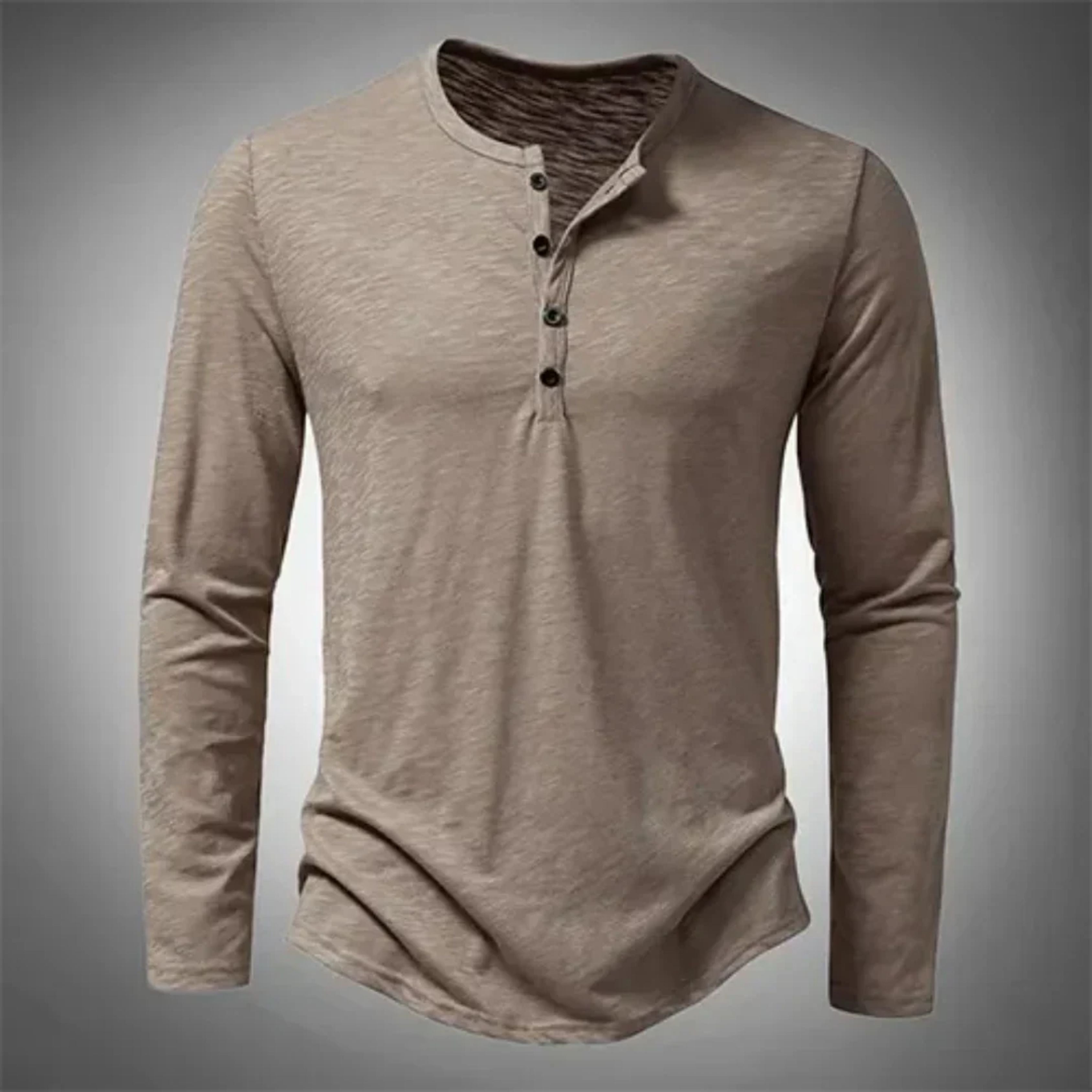 Bluză Henley casual cu mâneci lungi pentru bărbați