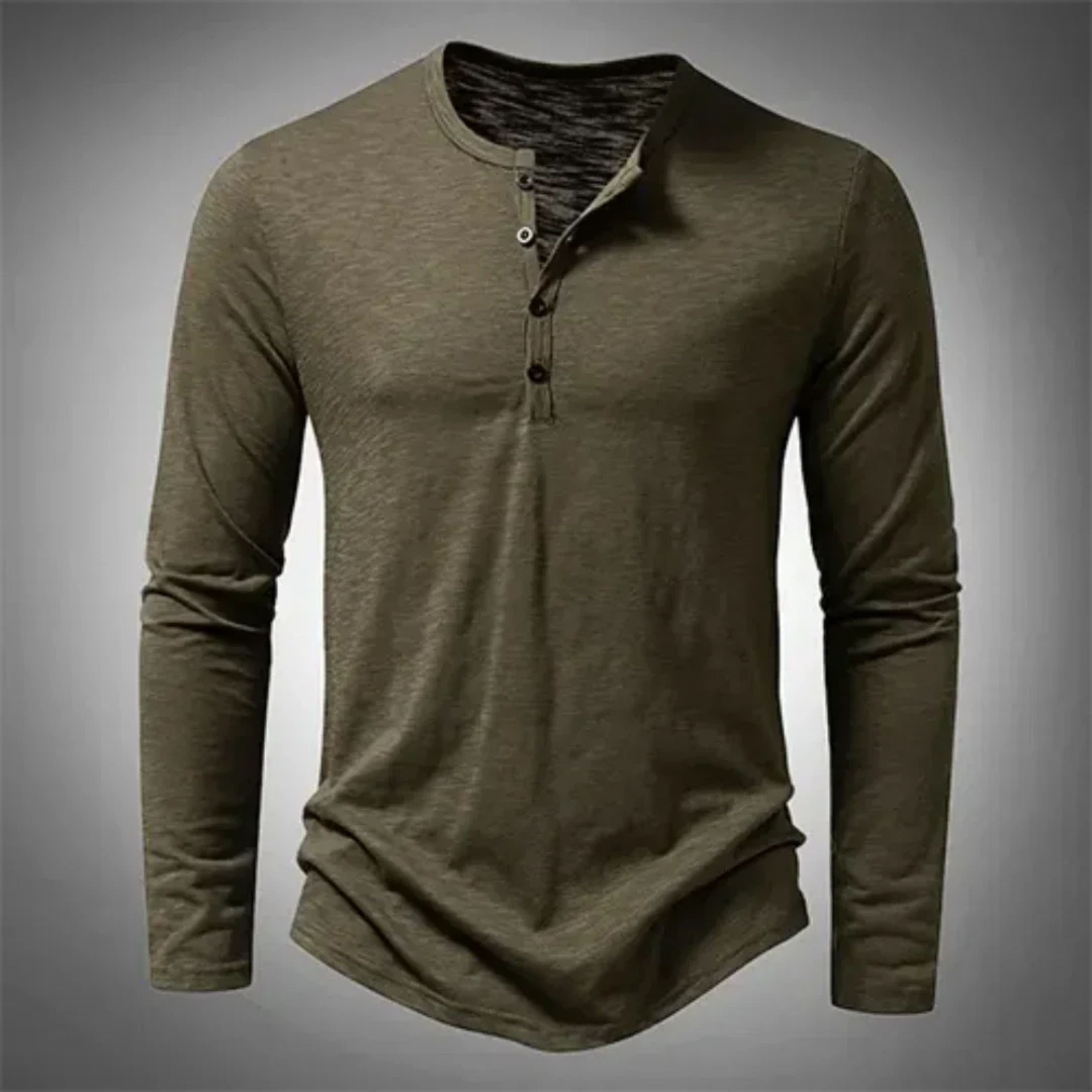 Ανδρική Casual Μπλούζα Henley με Μακριά Μανίκια