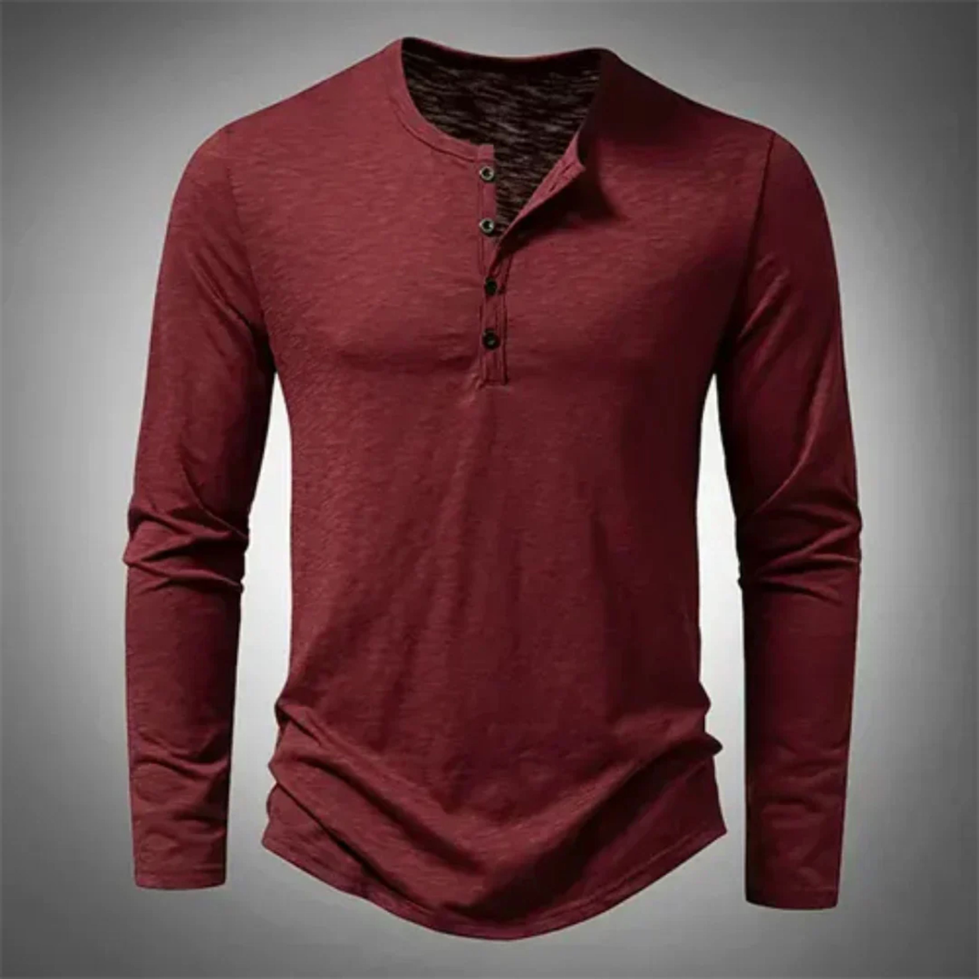 Bluză Henley casual cu mâneci lungi pentru bărbați