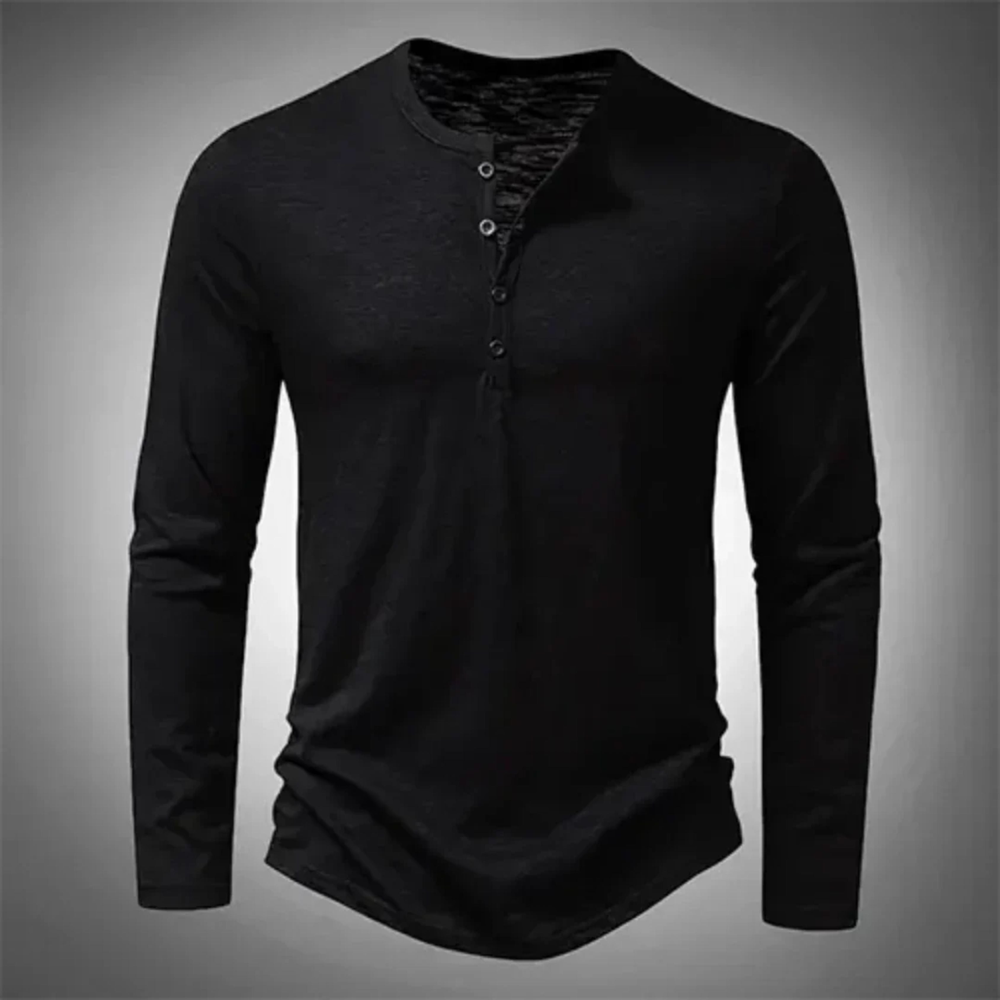 Ανδρική Casual Μπλούζα Henley με Μακριά Μανίκια