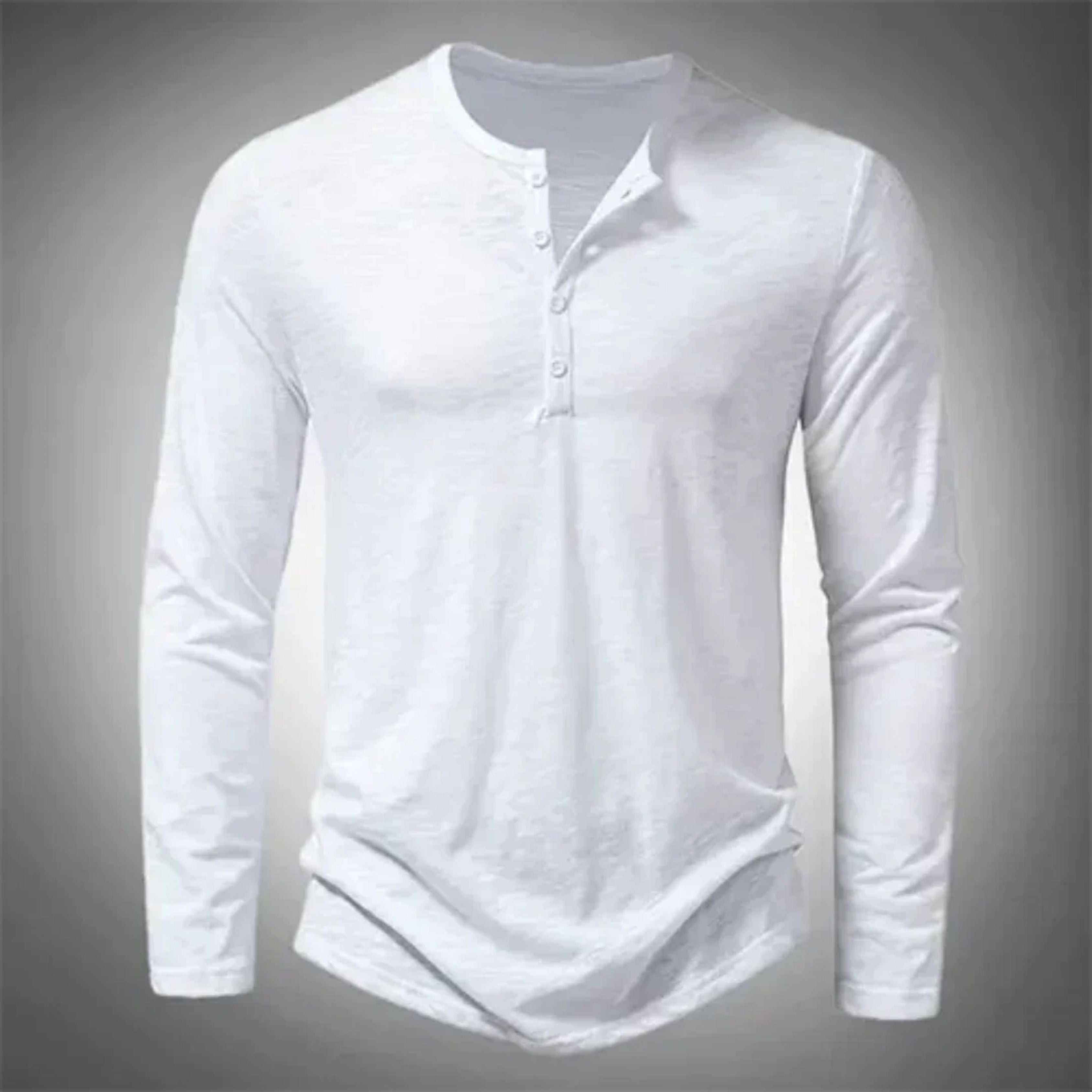 Ανδρική Casual Μπλούζα Henley με Μακριά Μανίκια