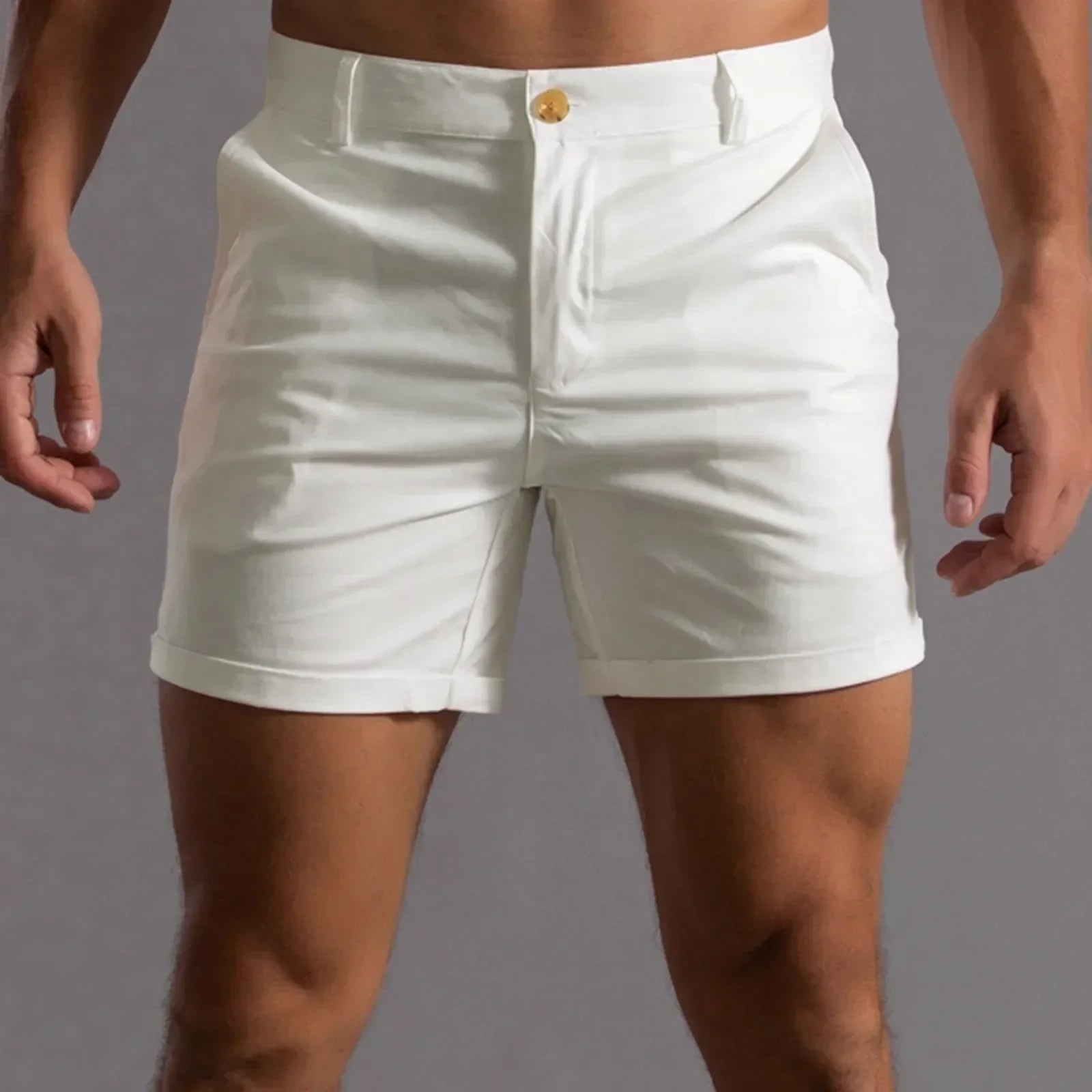 Pantaloni scurți chino pentru bărbați din bumbac elastic – croială confortabilă