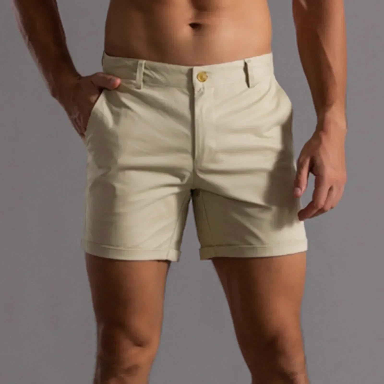 Pantaloni scurți chino pentru bărbați din bumbac elastic – croială confortabilă