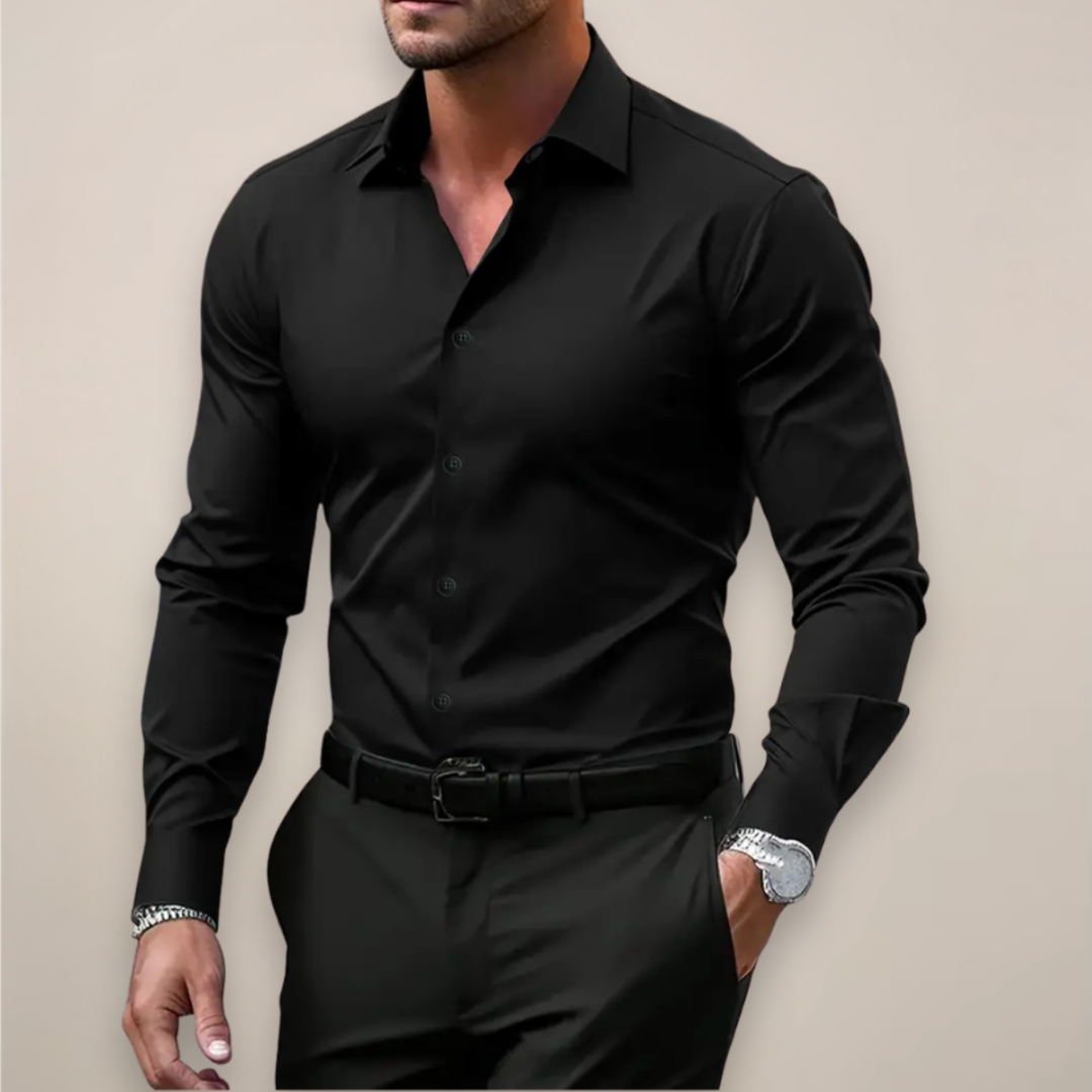 Javier | Camisa de Hombre Manga Larga Botones Cuello Clásico