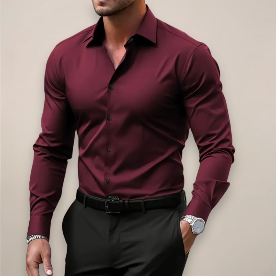 Javier | Camisa de Hombre Manga Larga Botones Cuello Clásico
