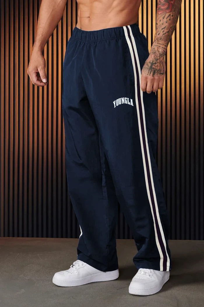 Pantaloni sportivi a righe da uomo con vita elastica