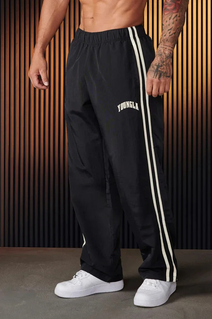 Pantaloni sportivi a righe da uomo con vita elastica