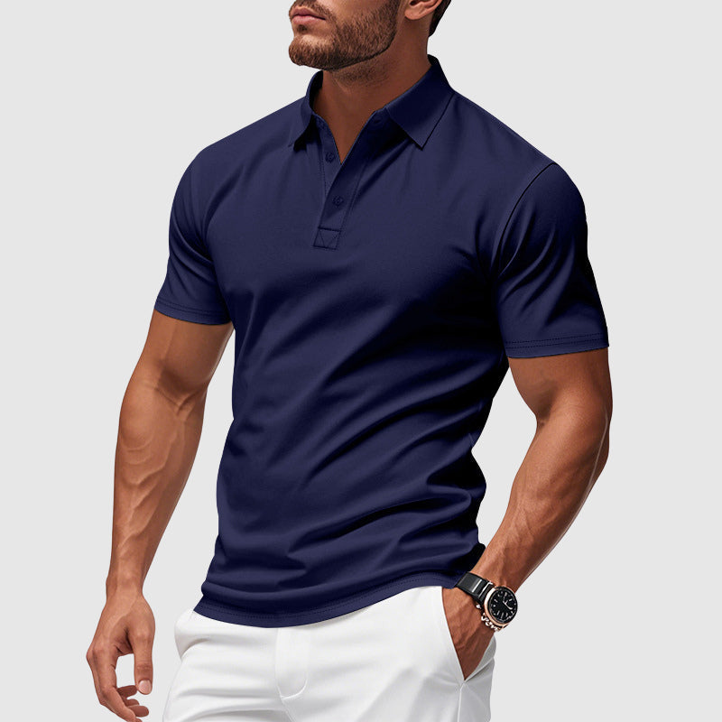 Men's Slim Fit Polo Shirt with Short Sleeves and Classic Collar