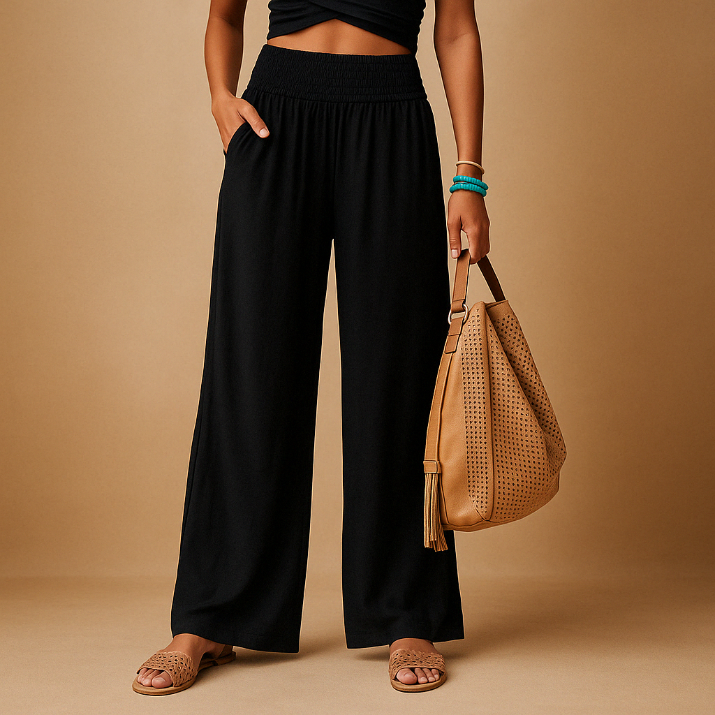 Elegant High-Waisted Linen Pants for Women – Casual Stretch Pants