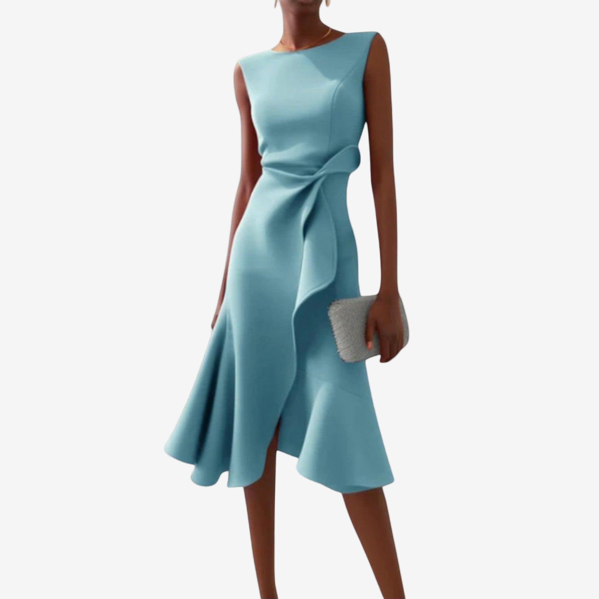 Flared One-Shoulder Midi Dress for Ceremony