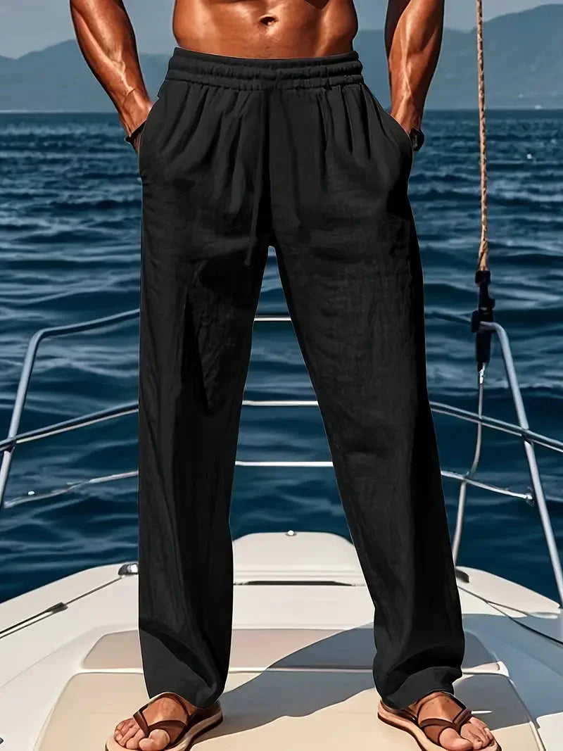 Wide Breathable Linen Pants with Loose Fit and Elegant Summer Style