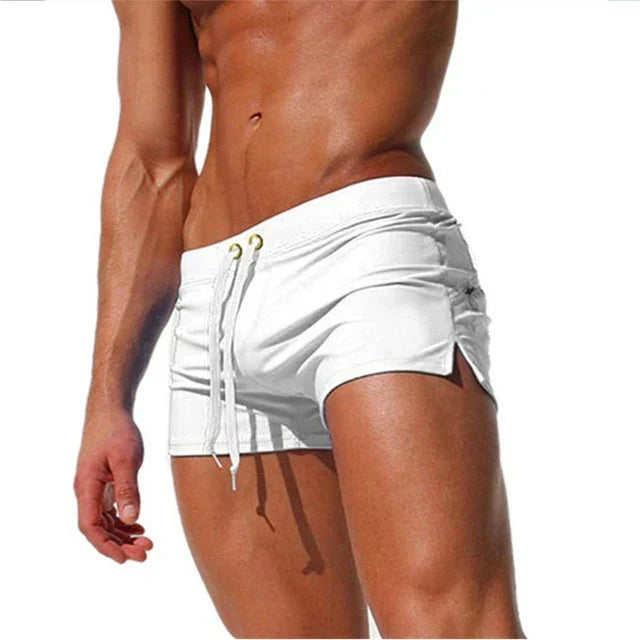 Costum de baie pentru bărbați, boxer, cu talie joasă și șnur ajustabil