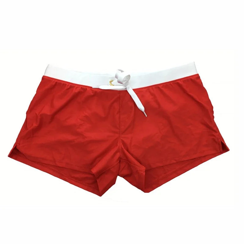 Costum de baie pentru bărbați, boxer, cu talie joasă și șnur ajustabil