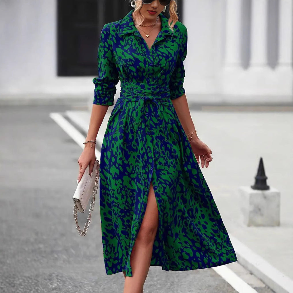 Abito chemisier donna midi con stampa