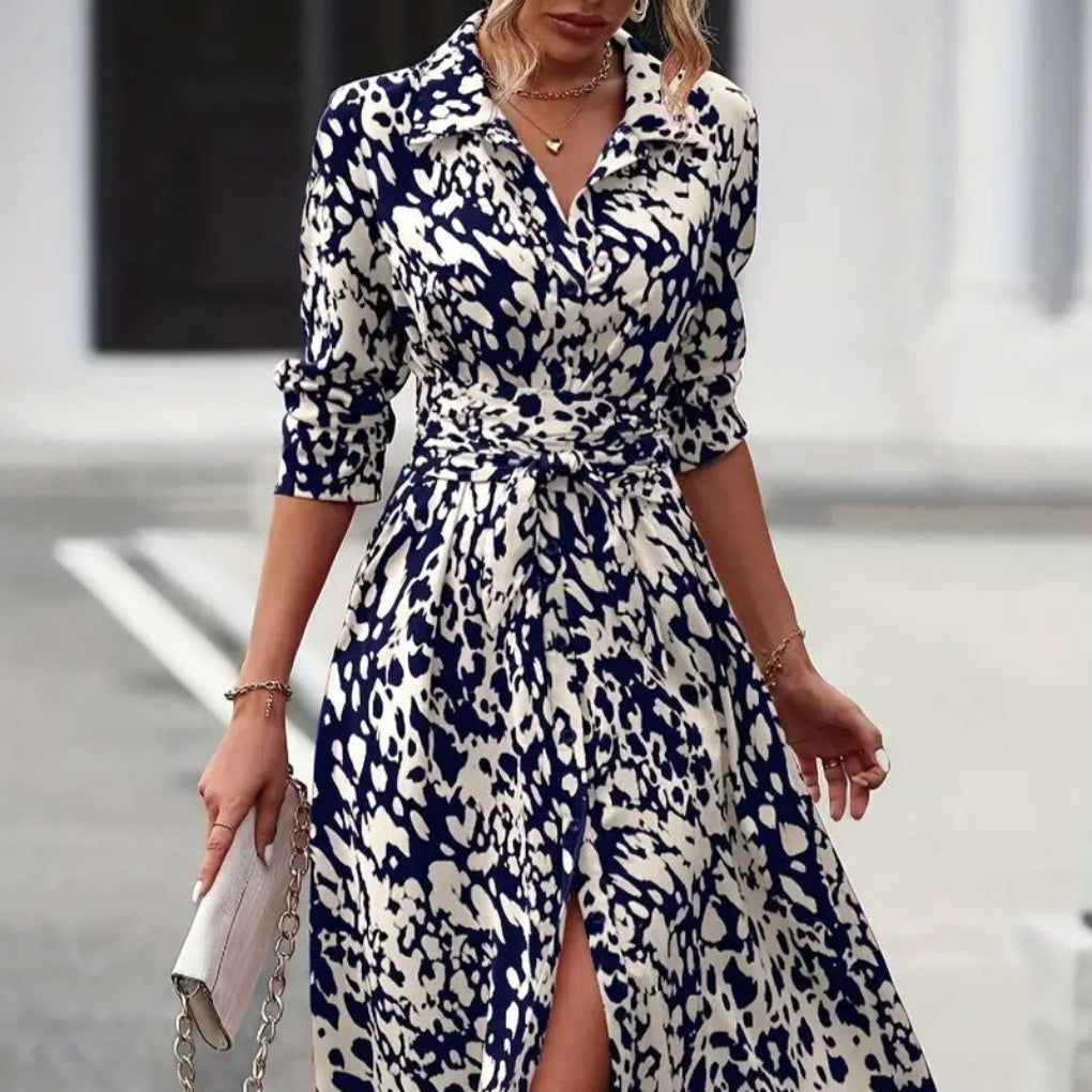 Abito chemisier donna midi con stampa