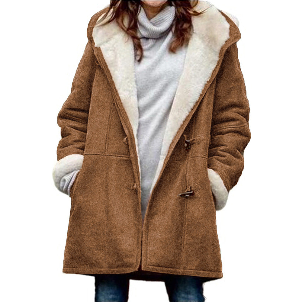 Parka Invernale da Donna Caldo con Cappuccio | Cappotto Lungo in Peluche