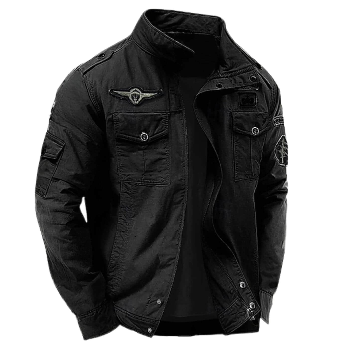 Casaco Cargo Estruturado Premium para Homem – Casaco Militar em Algodão com Gola Alta