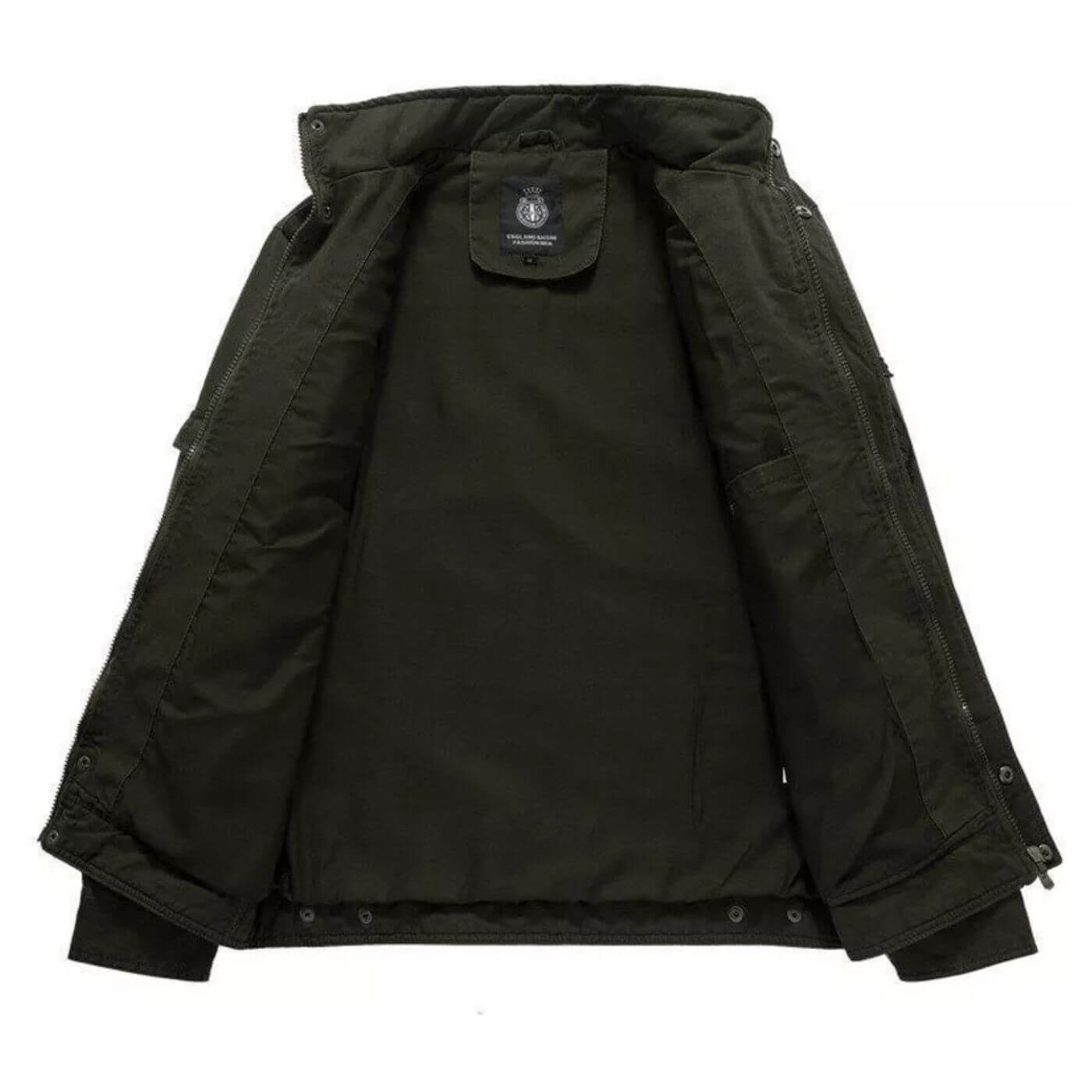 Casaco Cargo Estruturado Premium para Homem – Casaco Militar em Algodão com Gola Alta
