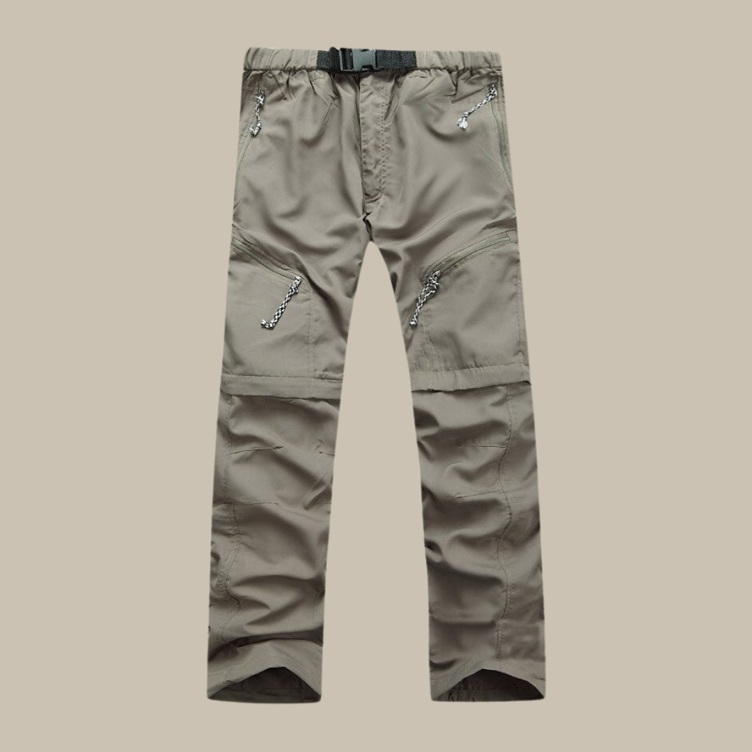 Convertible Men's Pants with Elastic Waist and Zippers