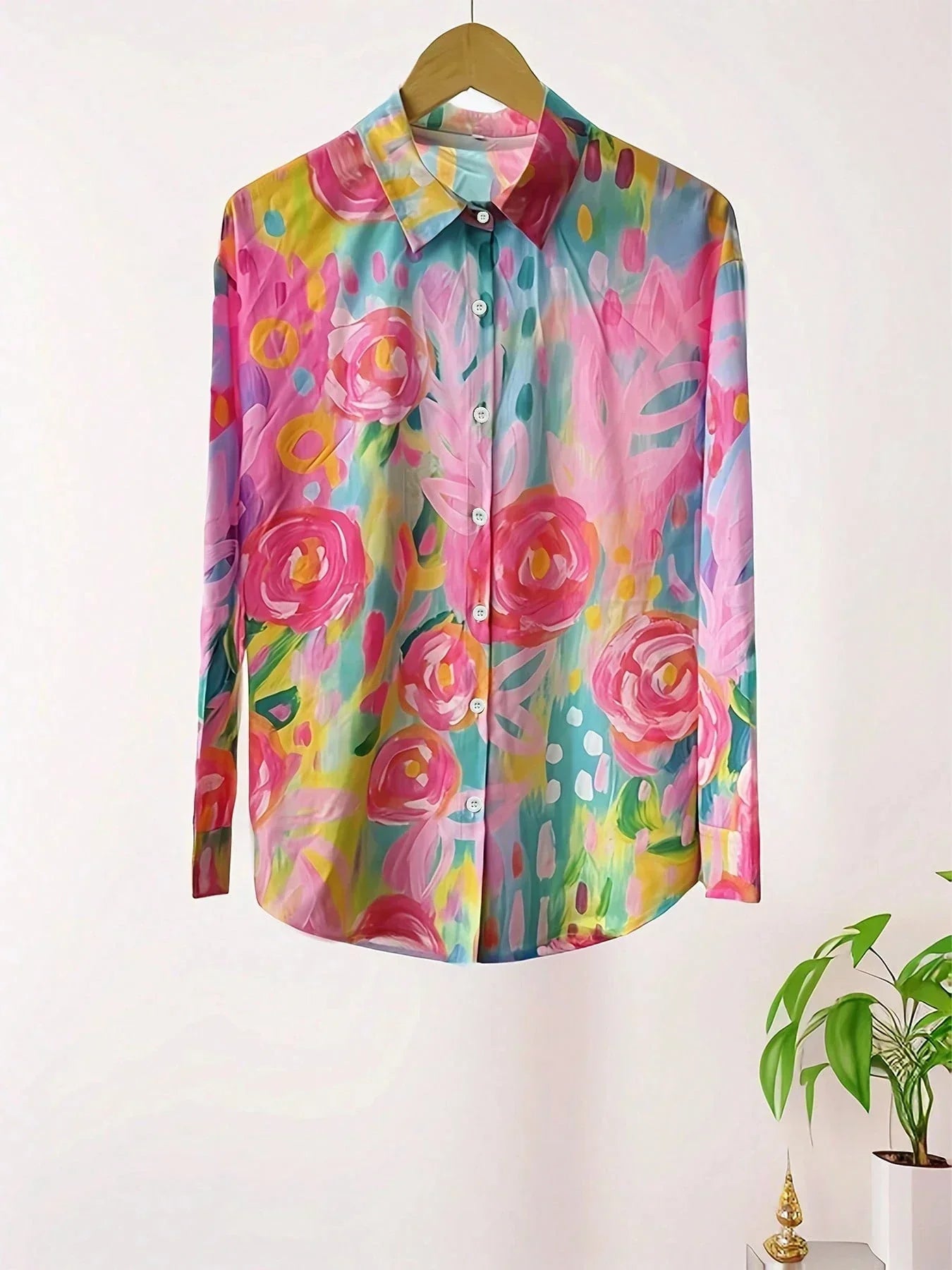 Women's Shirt with Floral Pattern, Relaxed Fit