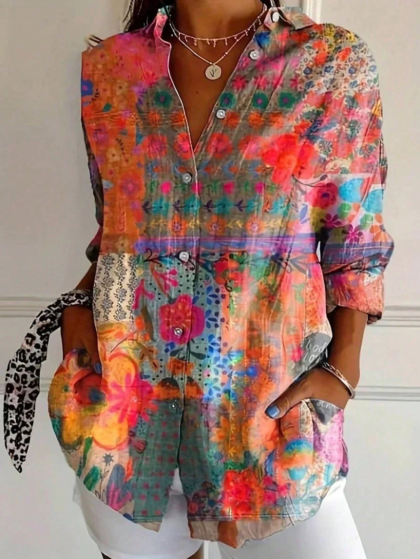 Women's Shirt with Floral Pattern, Relaxed Fit