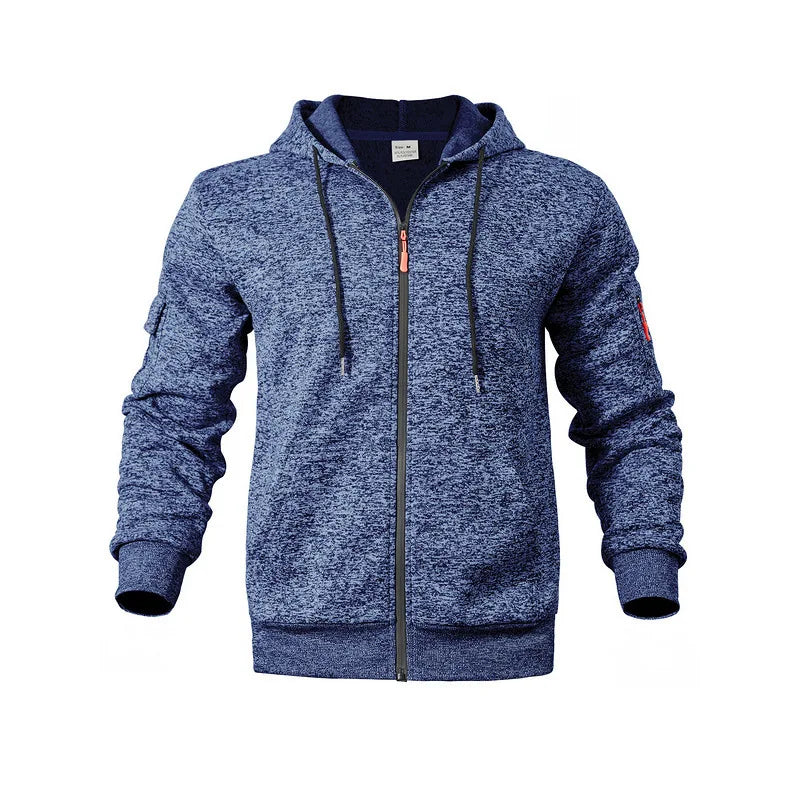 Pánská mikina s kapucí na zip, celopropínací, melírovaná, casual