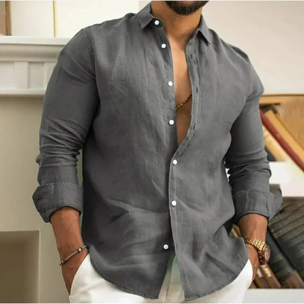 Chemise en lin respirant pour homme, fraîcheur et style estival