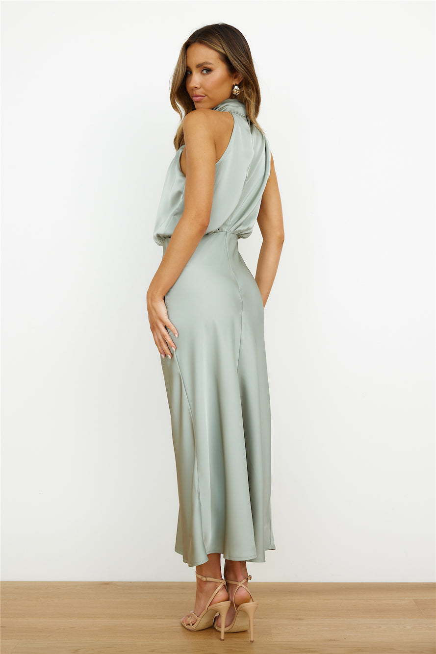Elegant midi dress with asymmetric neckline
