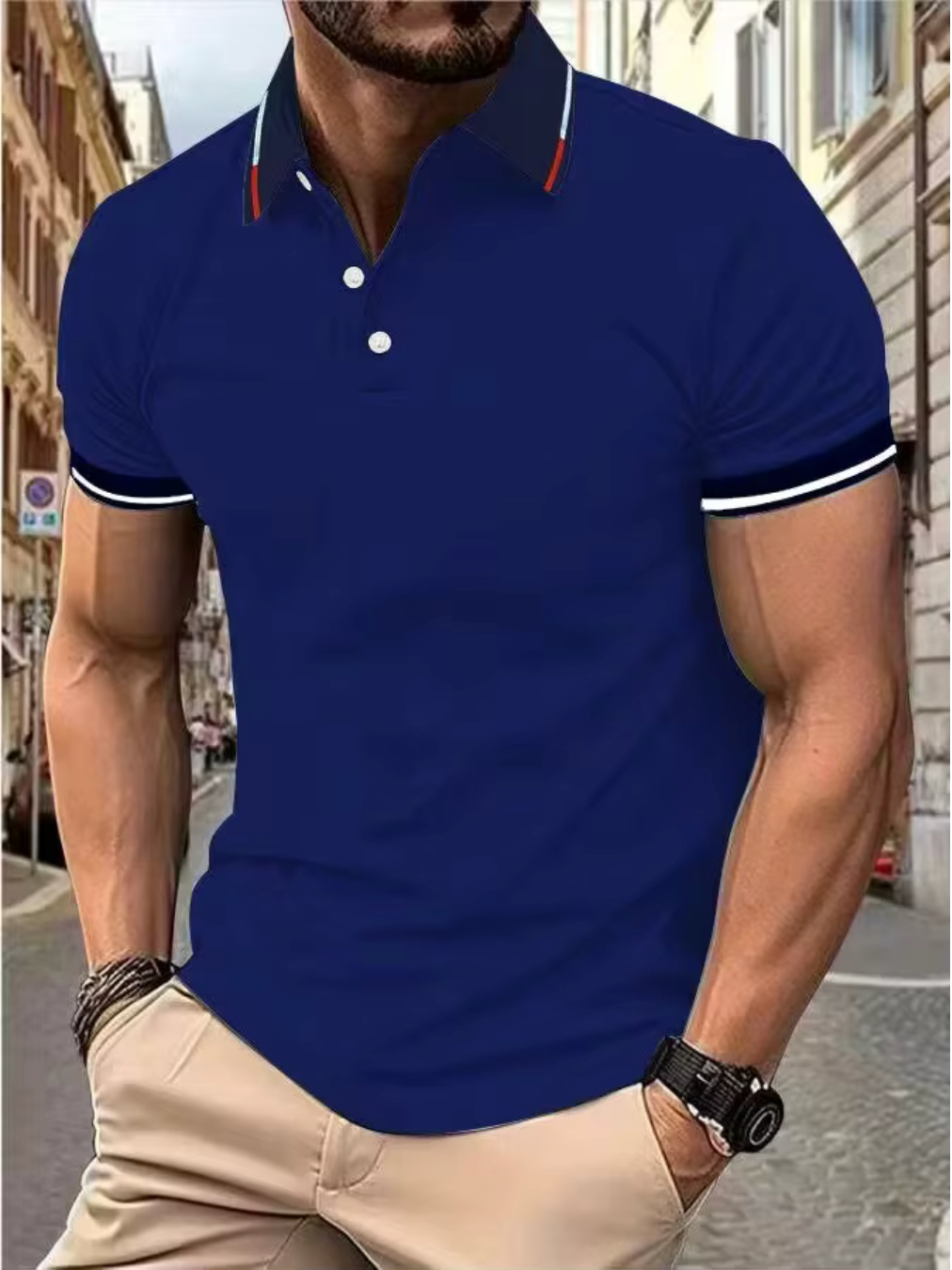 Pánské slim fit polo tričko s krátkým rukávem