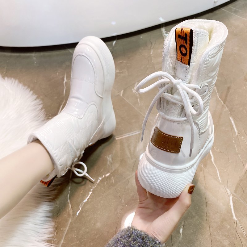 Sneakers Stivaletti Invernali Caldi da Donna con Suola Spessa | Scarpe Casual Alte con Lacci